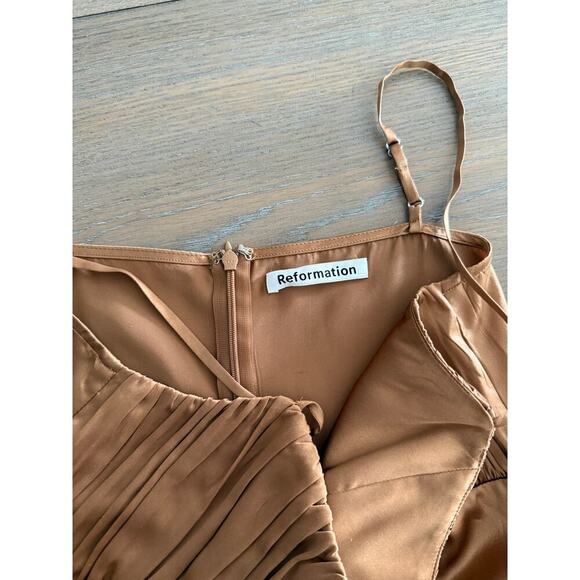 Reformation mezcal 100% silk brown mini dress (size 4) - Picture 5 of 6